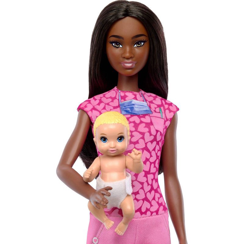slide 3 of 6, Barbie Baby Doctor Doll with Brunette Fashion 9.5" Doll, 1 Baby Doll, Furniture and Accessories, 1 ct