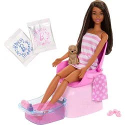Barbie Mani-Pedi Spa Playset with Brunette 11" Fashion Doll, Puppy and 7 Accessories