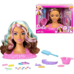 Barbie Doll Styling Head, Dark Brown Hair with 20+ Styling Accessories