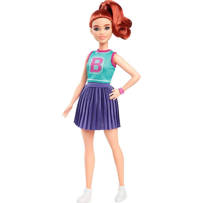 slide 5 of 6, Barbie Fashionistas 11.7" Doll #232 in Jersey Top and Pleated Purple Skirt, Red Hair, 1 ct