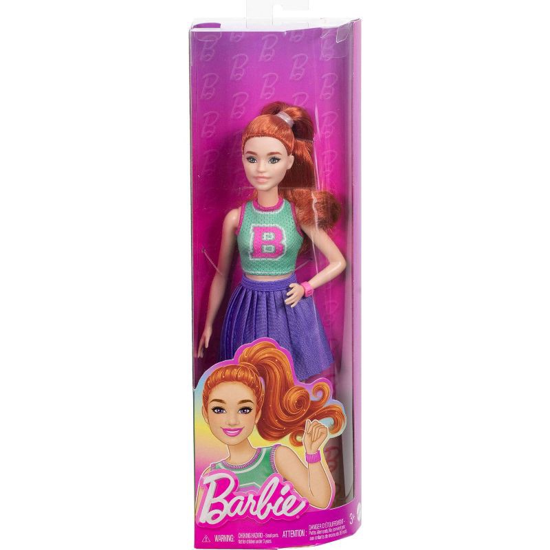 slide 6 of 6, Barbie Fashionistas 11.7" Doll #232 in Jersey Top and Pleated Purple Skirt, Red Hair, 1 ct