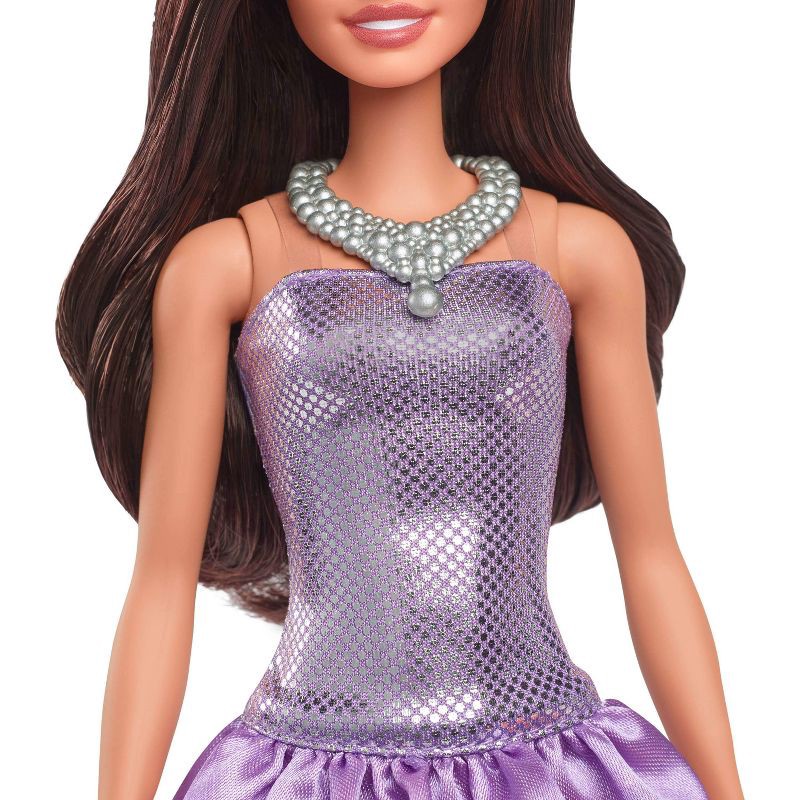 slide 4 of 6, Barbie Fashionistas 11.7" Doll #234 in Sequined Purple Dress and Silvery Accessories Brown Hair, 1 ct