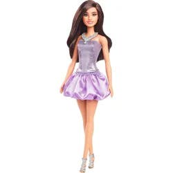 Barbie Fashionistas 11.7" Doll #234 in Sequined Purple Dress and Silvery Accessories Brown Hair