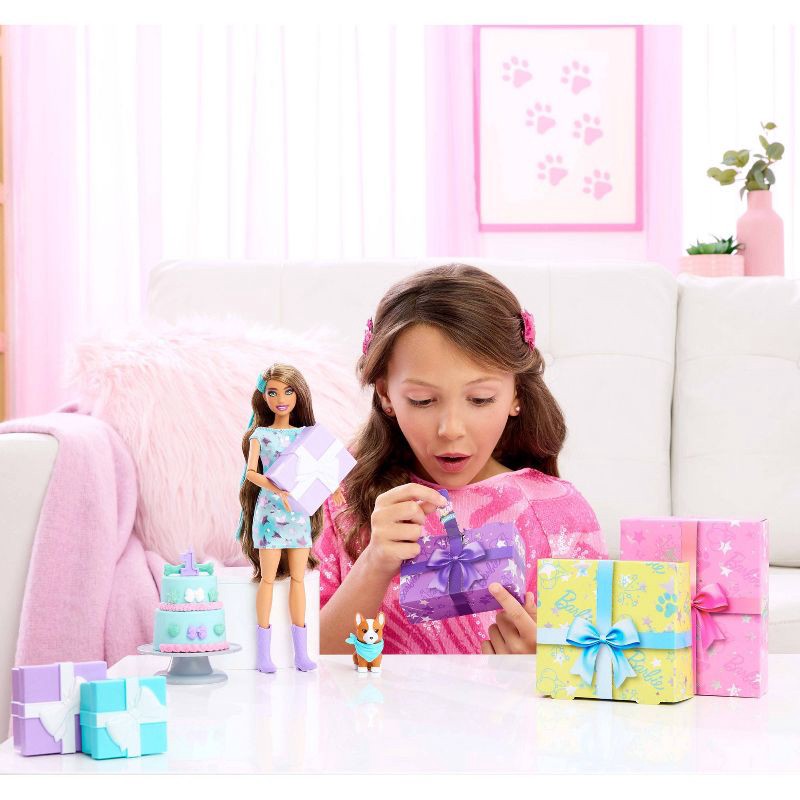 slide 2 of 5, Barbie Party Unboxed Pet Birthday Series Doll and Accessories Party Stars Set with 10 Surprises, 1 ct