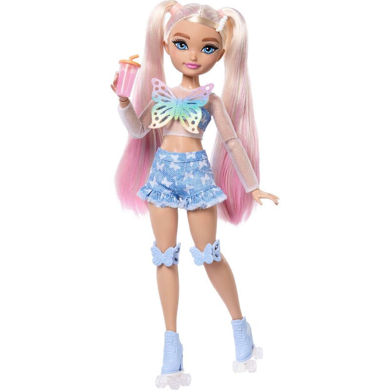 slide 1 of 6, Barbie Dream Besties "Malibu" Roller Skating Fashion Doll with 9 Makeup Themed Accessories, 1 ct