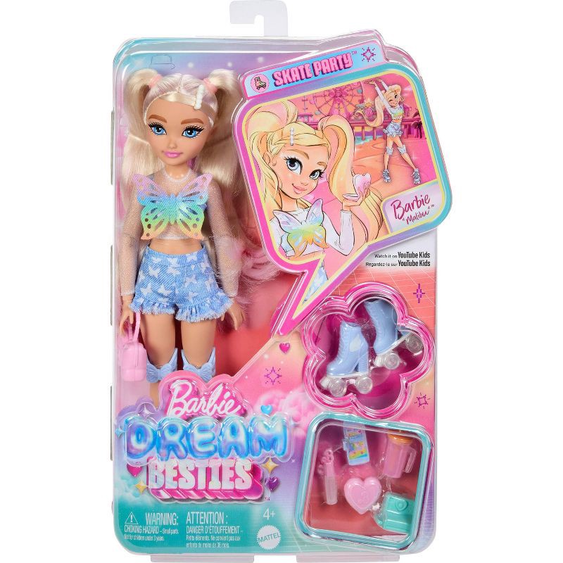 slide 6 of 6, Barbie Dream Besties "Malibu" Roller Skating Fashion Doll with 9 Makeup Themed Accessories, 1 ct