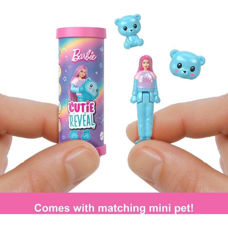 slide 5 of 6, Barbie Mini BarbieLand Cutie Reveal Doll and Pet, 1.5" Cute Tees Series, 1 ct