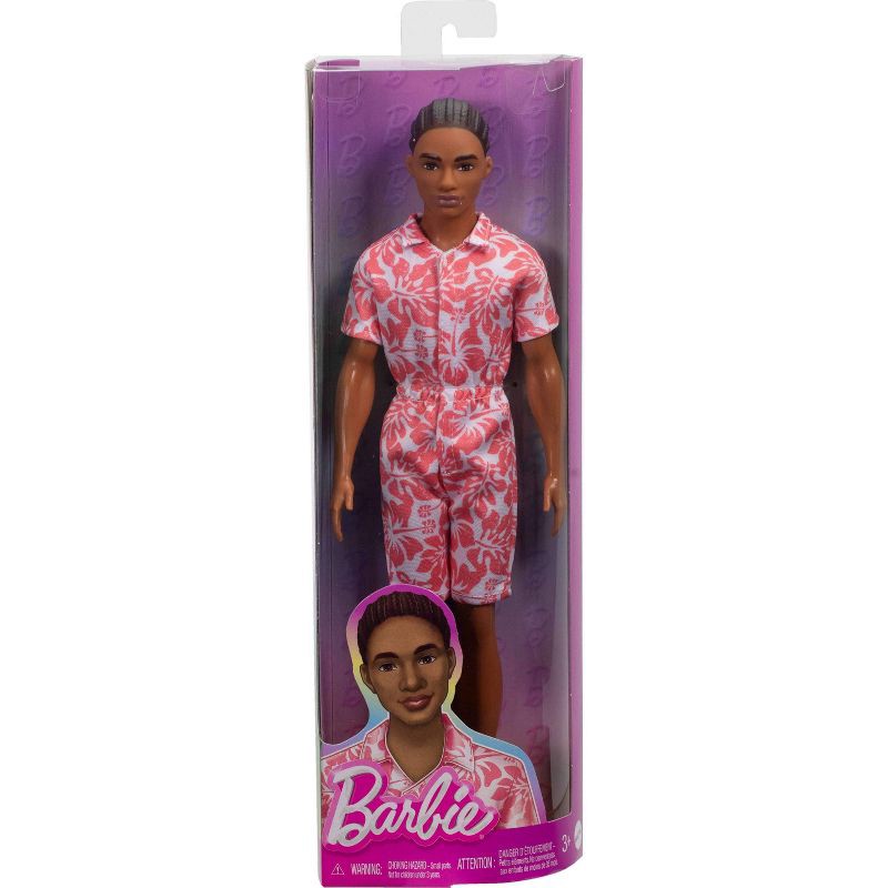 slide 6 of 6, Barbie Fashionistas Ken 11" Doll #235 in Hawaiian Print Jumpsuit with Green Sandals, Brown Hair, 1 ct
