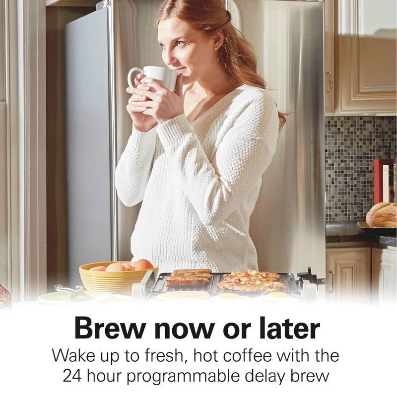 slide 5 of 8, Hamilton Beach 12Cup Programmable Hot & Iced Coffee Maker 49620: Electric Drip Machine, 950W, Dishwasher-Safe Parts, 1 ct