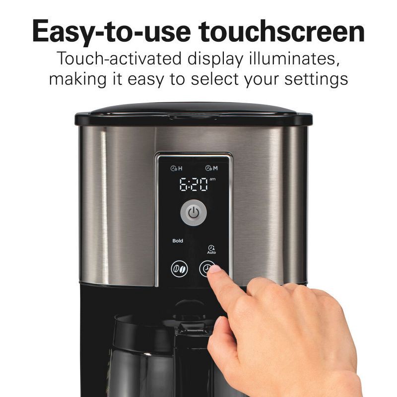 slide 6 of 8, Hamilton Beach 12Cup Programmable Hot & Iced Coffee Maker 49620: Electric Drip Machine, 950W, Dishwasher-Safe Parts, 1 ct