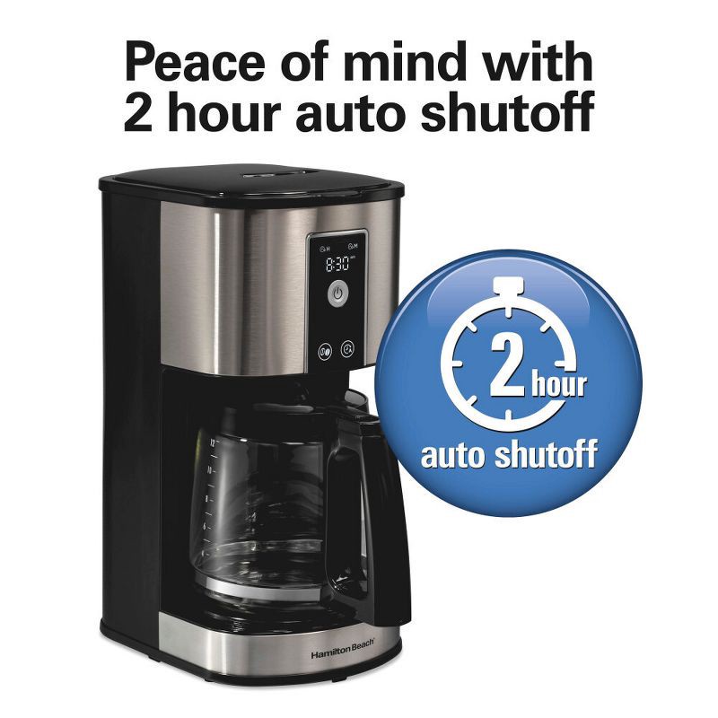slide 8 of 8, Hamilton Beach 12Cup Programmable Hot & Iced Coffee Maker 49620: Electric Drip Machine, 950W, Dishwasher-Safe Parts, 1 ct
