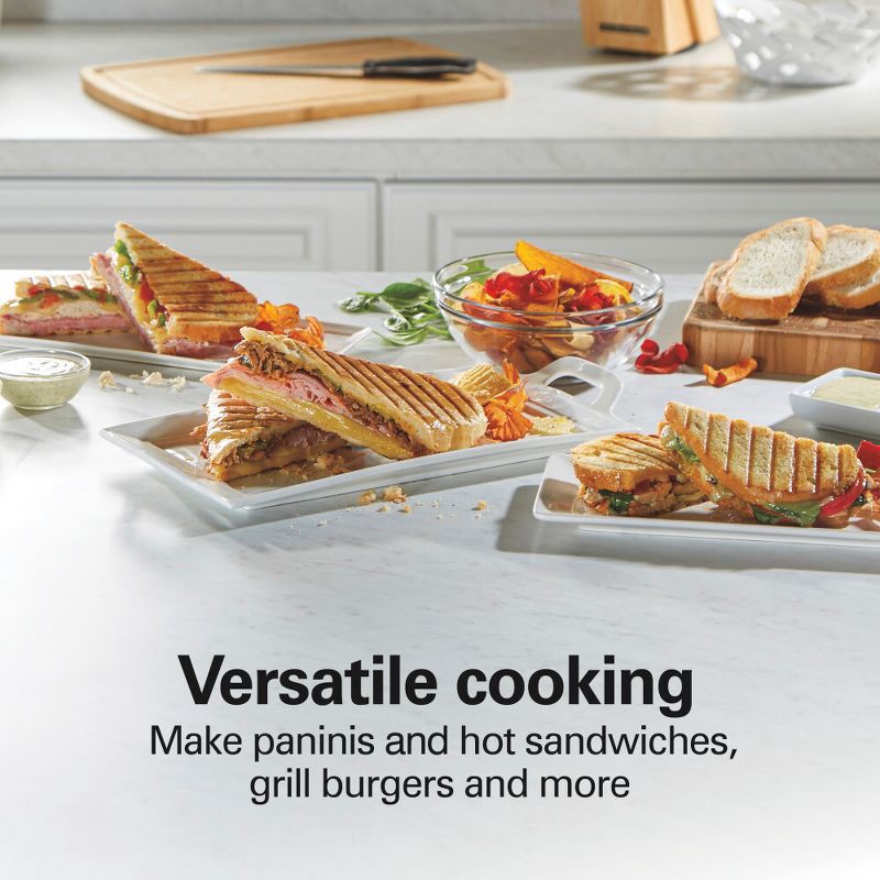slide 2 of 7, Hamilton Beach Panini Press Nonstick Indoor Grill Silver: 1500W Metal Kitchen Grill & Toaster, Hand Wash, 1-Year Warranty, 1 ct