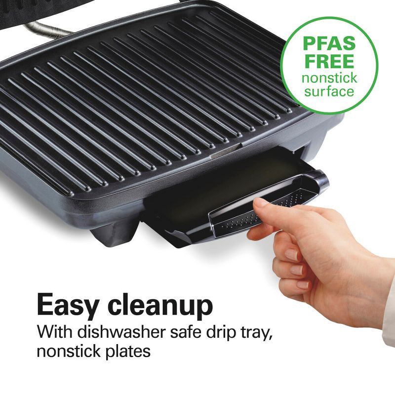 slide 4 of 7, Hamilton Beach Panini Press Nonstick Indoor Grill Silver: 1500W Metal Kitchen Grill & Toaster, Hand Wash, 1-Year Warranty, 1 ct