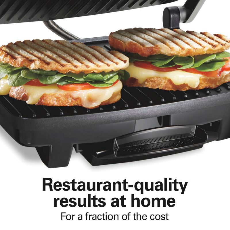 slide 5 of 7, Hamilton Beach Panini Press Nonstick Indoor Grill Silver: 1500W Metal Kitchen Grill & Toaster, Hand Wash, 1-Year Warranty, 1 ct