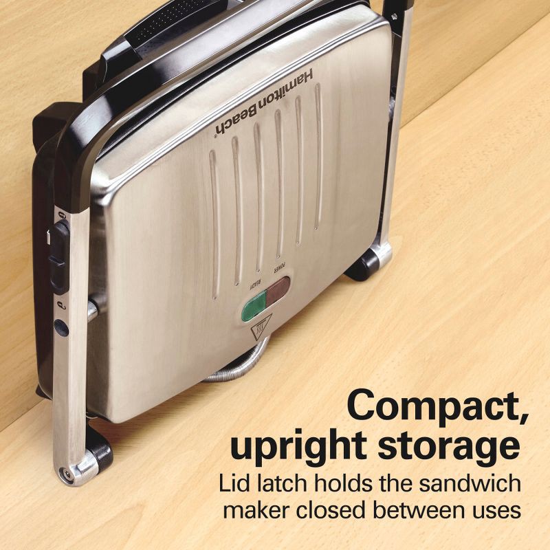 slide 6 of 7, Hamilton Beach Panini Press Nonstick Indoor Grill Silver: 1500W Metal Kitchen Grill & Toaster, Hand Wash, 1-Year Warranty, 1 ct