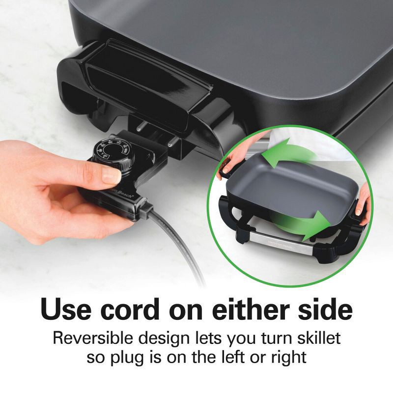 slide 2 of 7, Hamilton Beach 20.5" Durathon Ceramic Reversible Nonstick Electric Skillet Black: 1500W Electric Pan, Dishwasher-Safe Parts, 1 ct