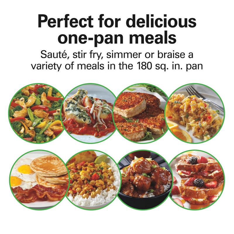 slide 4 of 7, Hamilton Beach 20.5" Durathon Ceramic Reversible Nonstick Electric Skillet Black: 1500W Electric Pan, Dishwasher-Safe Parts, 1 ct