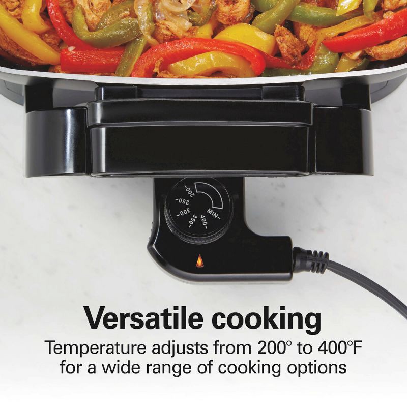 slide 5 of 7, Hamilton Beach 20.5" Durathon Ceramic Reversible Nonstick Electric Skillet Black: 1500W Electric Pan, Dishwasher-Safe Parts, 1 ct