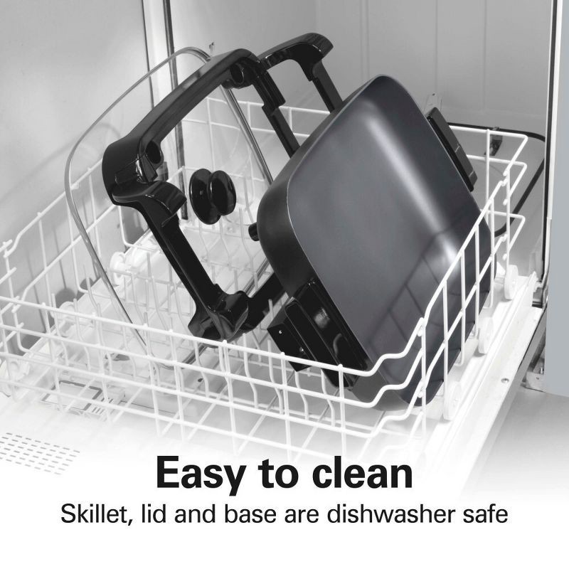slide 7 of 7, Hamilton Beach 20.5" Durathon Ceramic Reversible Nonstick Electric Skillet Black: 1500W Electric Pan, Dishwasher-Safe Parts, 1 ct