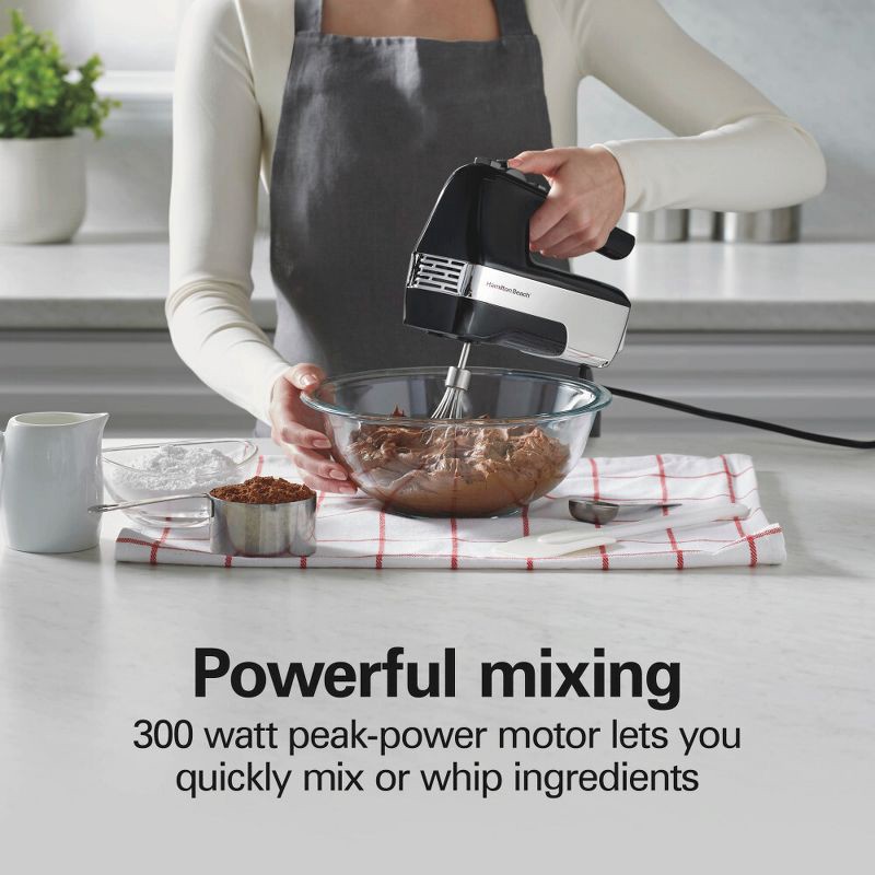 slide 6 of 7, Hamilton Beach 6 Speed Hand Mixer Ultimate Speed Control 62631: 250W Black Handheld Mixer for Kitchen, Dishwasher-Safe Parts, 1 ct