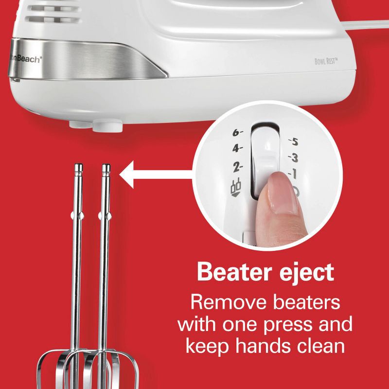 slide 6 of 7, Hamilton Beach 6 Speed Hand Mixer Snap-On Case White 62629: Handheld Mixer for Kitchen, 275W, Dishwasher-Safe Parts, 1 ct