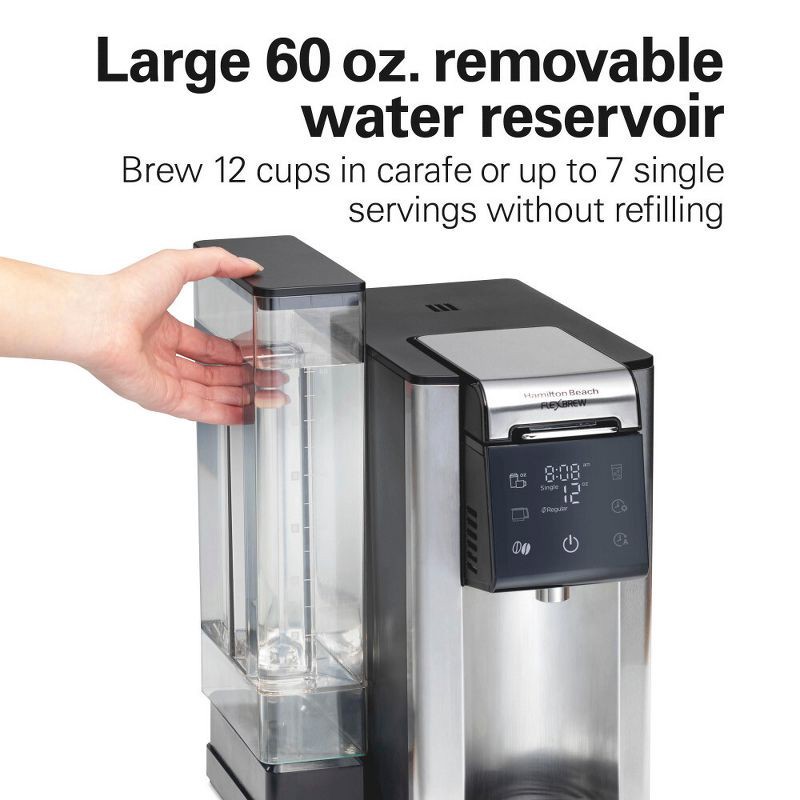 slide 7 of 7, Hamilton Beach 12c FlexBrew 5 in 1 Drip Coffee Maker Black: 12 Cup Programmable & Single Serve, 1200W, Ground & Capsule Use, 1 ct