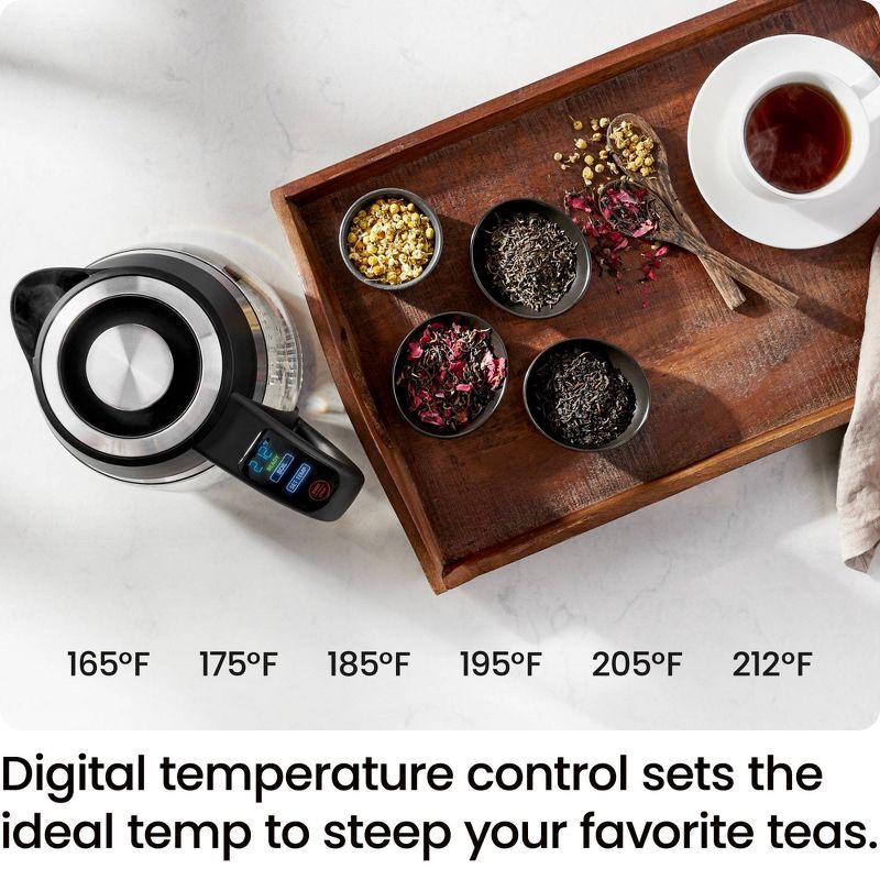 slide 3 of 8, Chefman 1.8L Lightning Borosilicate Glass Electric Kettle: Stainless Steel Lid, 1750W, Hand Wash, Silver & Black Accents, 1.8 liter