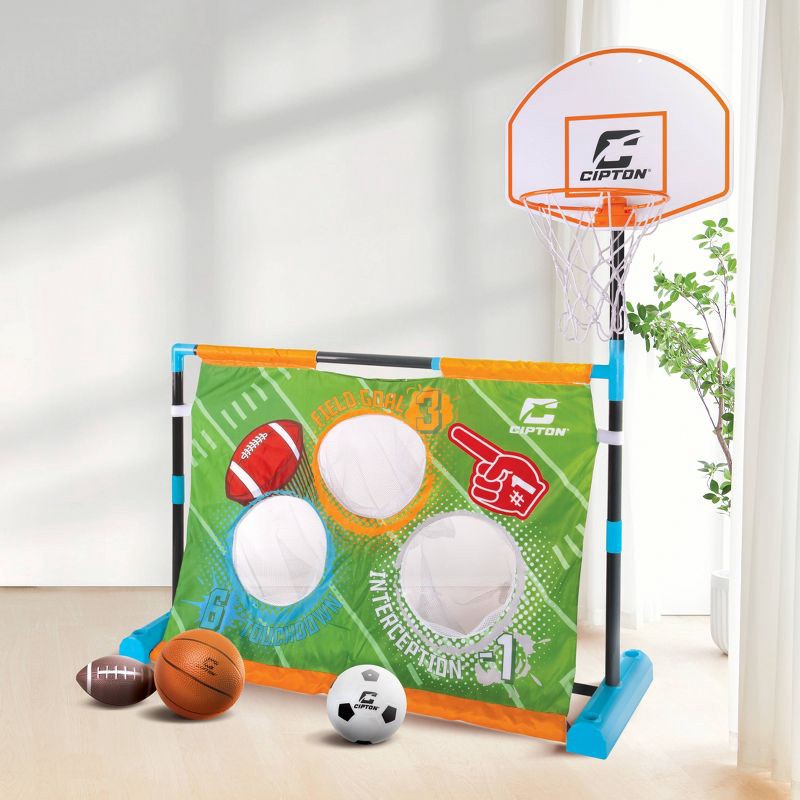 slide 3 of 7, Cipton 3 in 1 Moving Multi Sports Toy Basketball Set - 18pc: Plastic Toy Sports for Kids, 18 ct