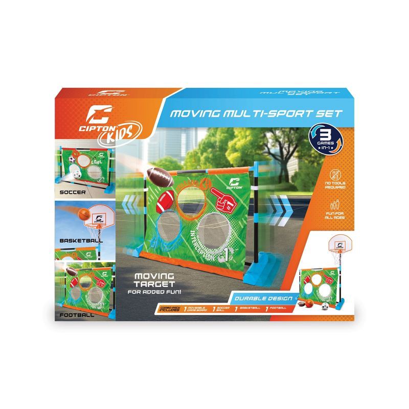 slide 5 of 7, Cipton 3 in 1 Moving Multi Sports Toy Basketball Set - 18pc: Plastic Toy Sports for Kids, 18 ct