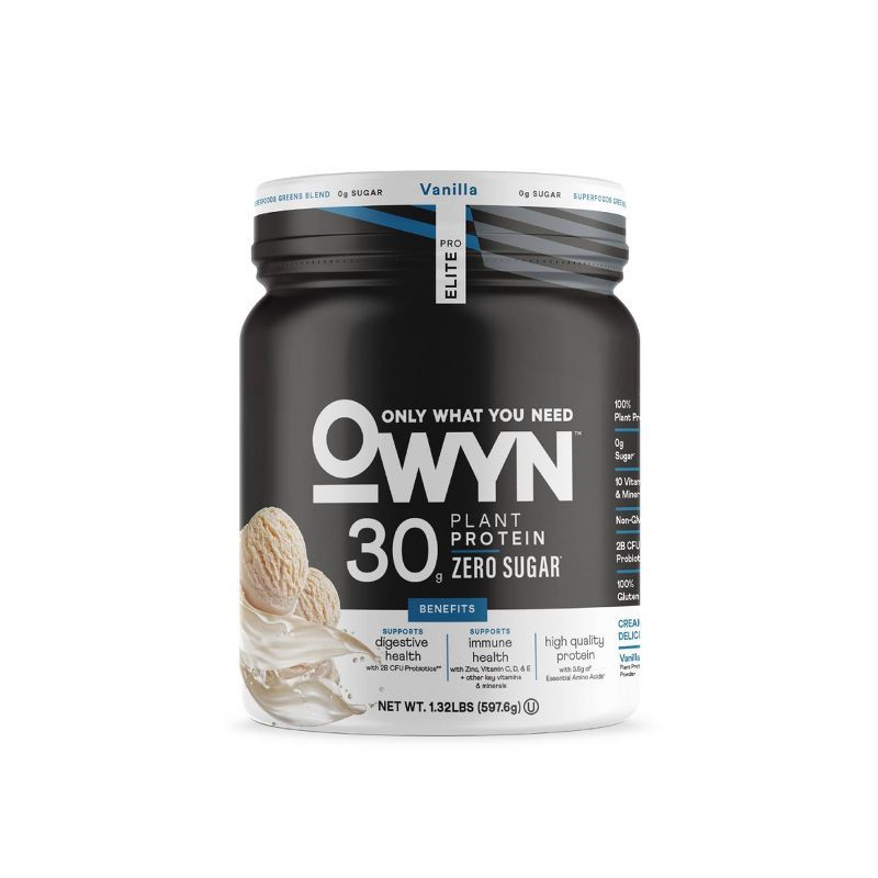 slide 1 of 6, OWYN Pro Elite Protein Plant Based Powder - Vanilla - 1.32lbs, 1.32 lb