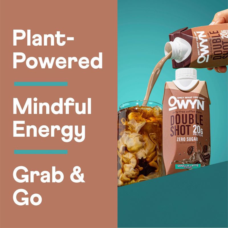 slide 5 of 9, OWYN Double Shot Coffee Vanilla Latte Caffeinated Protein Shake - 44.6 fl oz/4pk, 44.6 fl oz, 4 ct