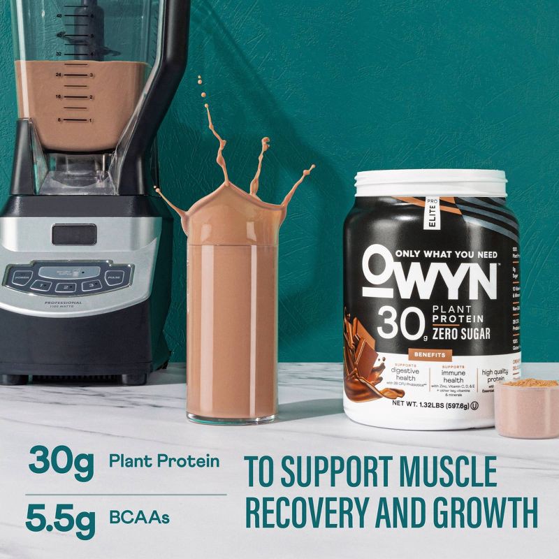 slide 4 of 6, OWYN Pro Elite Protein Plant Based Powder - Chocolate - 1.32lbs, 1.32 lb