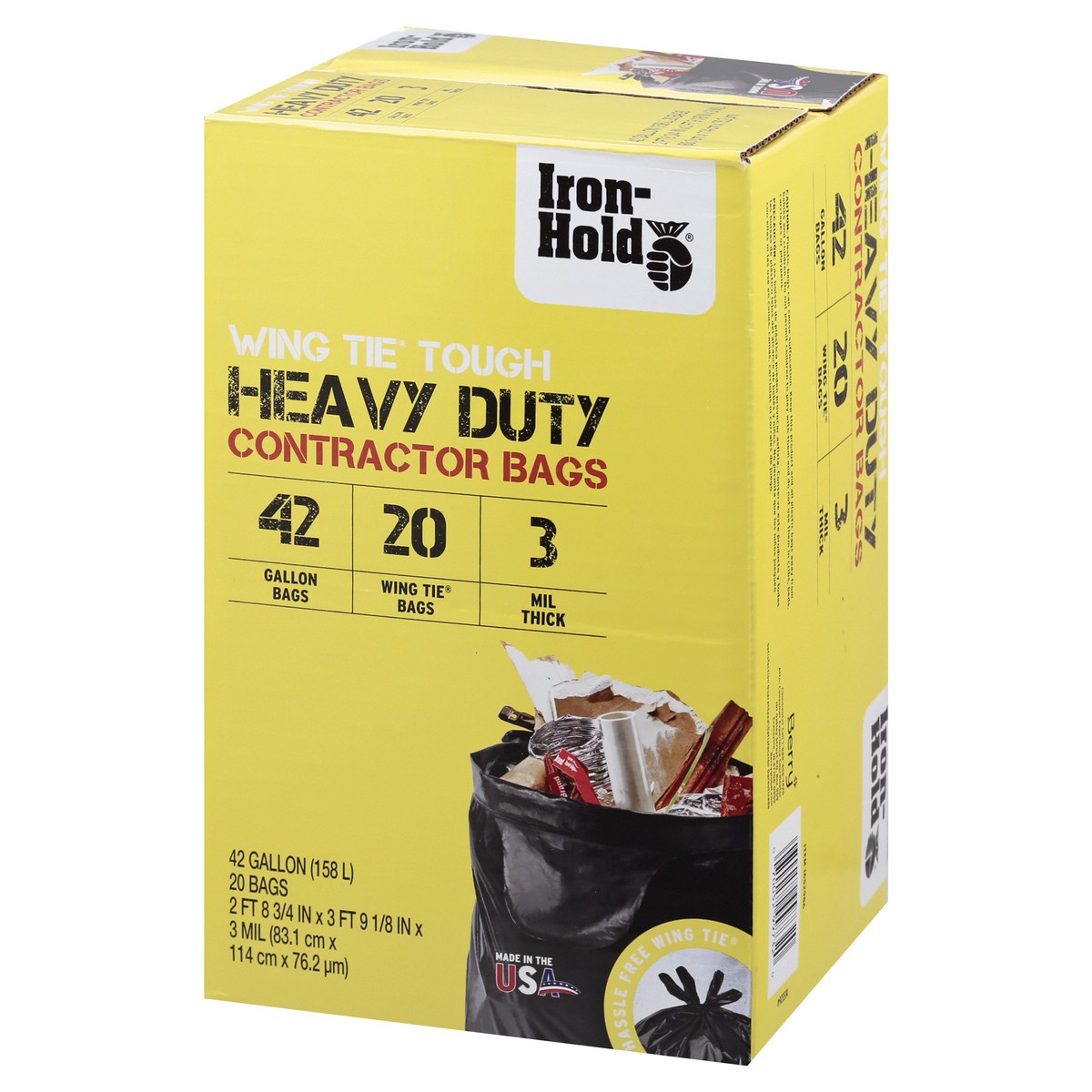 slide 2 of 9, Iron Hold 42 Gallon Wing Tie Tough Heavy Duty Contractor Bags 20 ea, 20 ct