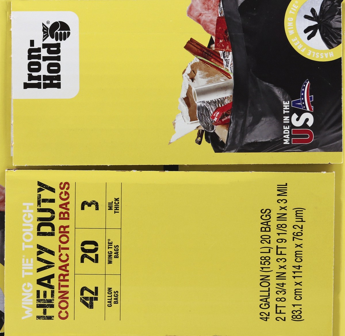 slide 5 of 9, Iron Hold 42 Gallon Wing Tie Tough Heavy Duty Contractor Bags 20 ea, 20 ct