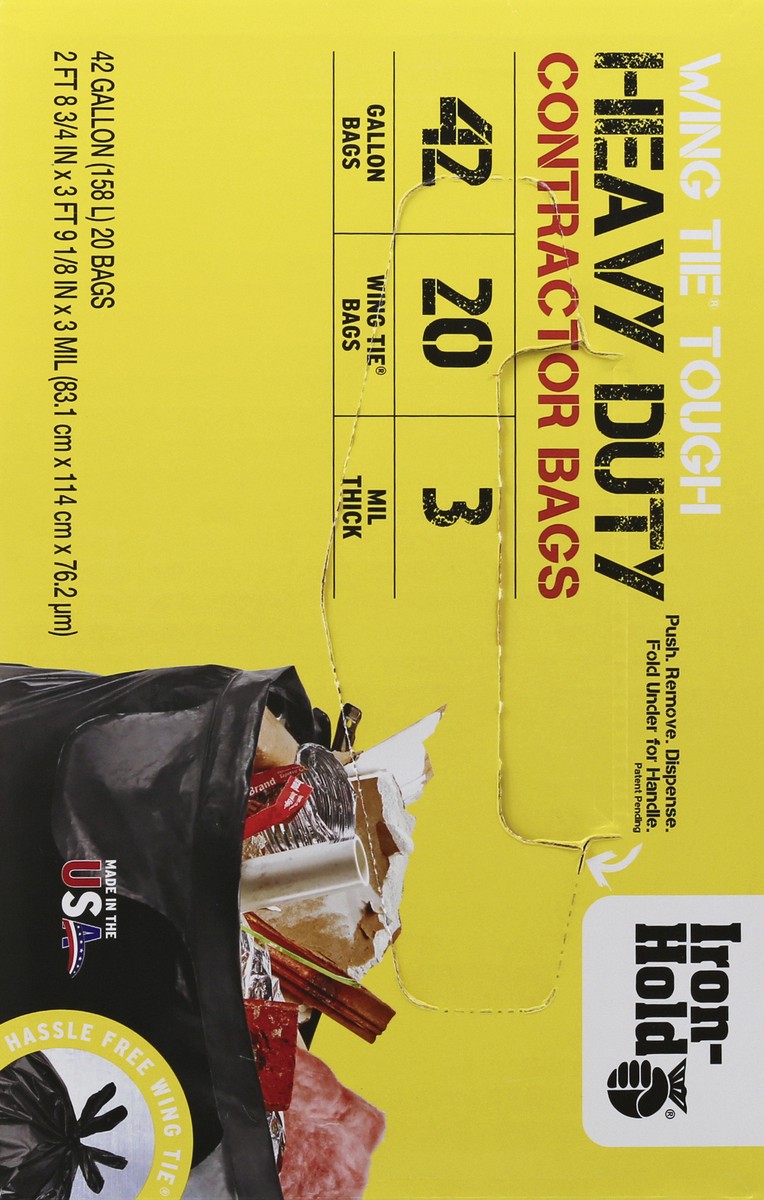 slide 8 of 9, Iron Hold 42 Gallon Wing Tie Tough Heavy Duty Contractor Bags 20 ea, 20 ct