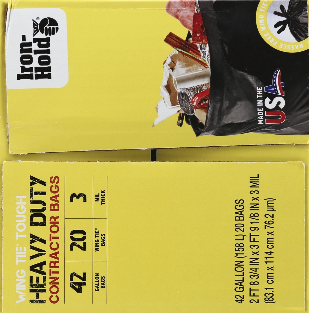 slide 4 of 9, Iron Hold 42 Gallon Wing Tie Tough Heavy Duty Contractor Bags 20 ea, 20 ct