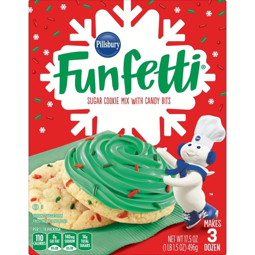 slide 1 of 1, Pillsbury Funfetti Holiday Sugar Cookie Mix With Candy Bits, 17.5 oz