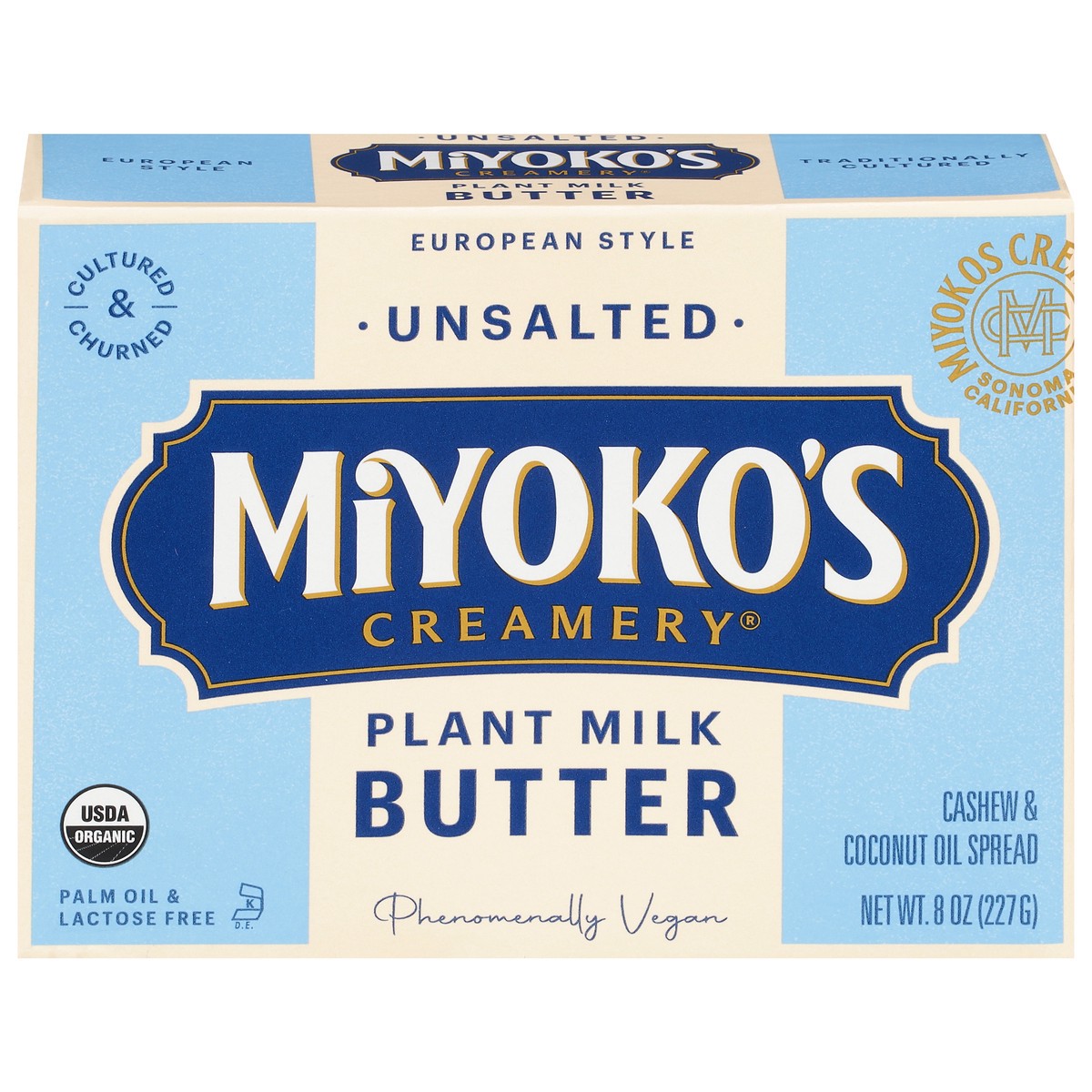 slide 1 of 9, Miyoko's Creamery European Style Unsalted Plant Milk Butter 8 oz, 8 oz