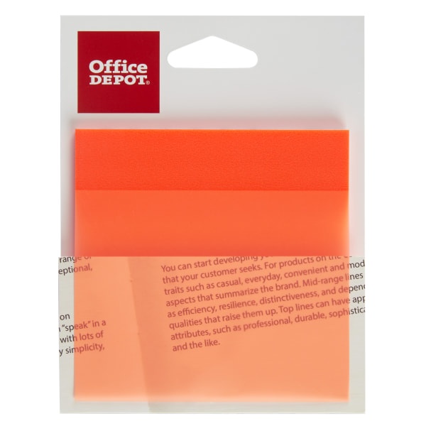 slide 1 of 3, Office Depot Brand Translucent Self-Stick Notes, 3'' X 3'', Clear/Orange, 50 Notes Per Pad, 1 ct
