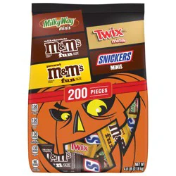 Wrigley M&M'S, SNICKERS, TWIX & MILKY WAY Milk Chocolate Halloween Candy Variety Pack, 200 Ct Bulk Bag