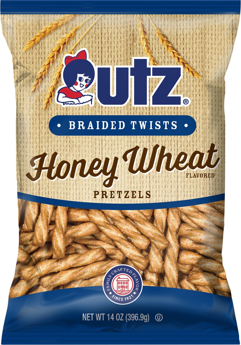 slide 2 of 7, Utz 14 oz Utz Braided Honey Wheat Twists Pretzels, 14 oz