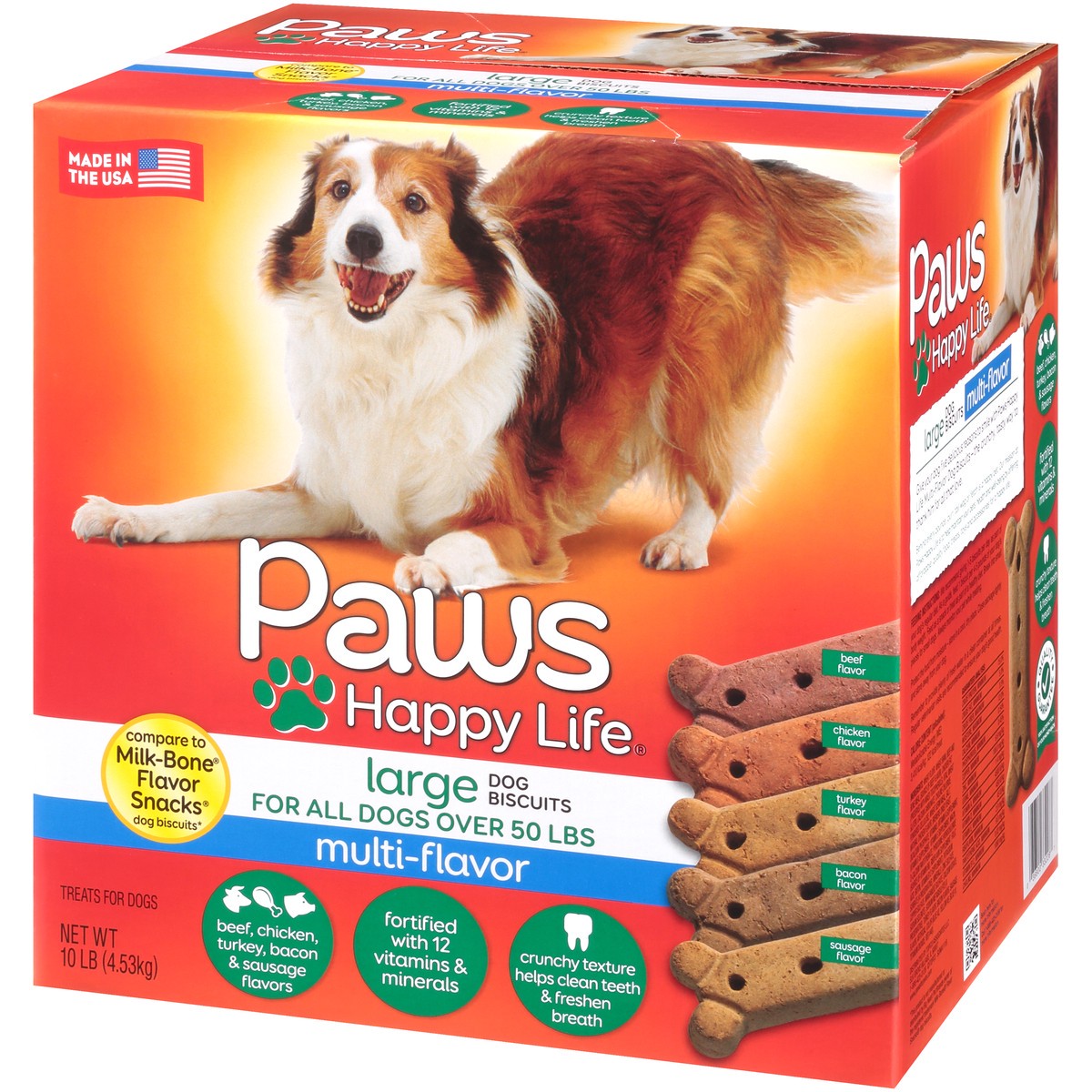 slide 5 of 10, Paws Happy Life Dog Biscuits, Multi-Flavor, Large, 10 lb