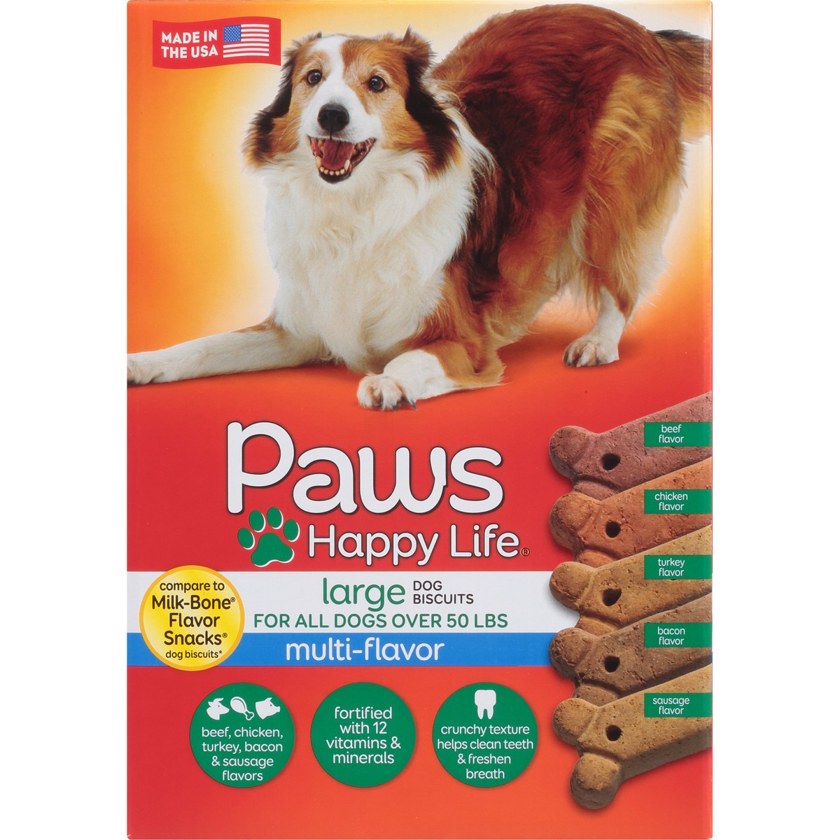 slide 9 of 10, Paws Happy Life Dog Biscuits, Multi-Flavor, Large, 10 lb