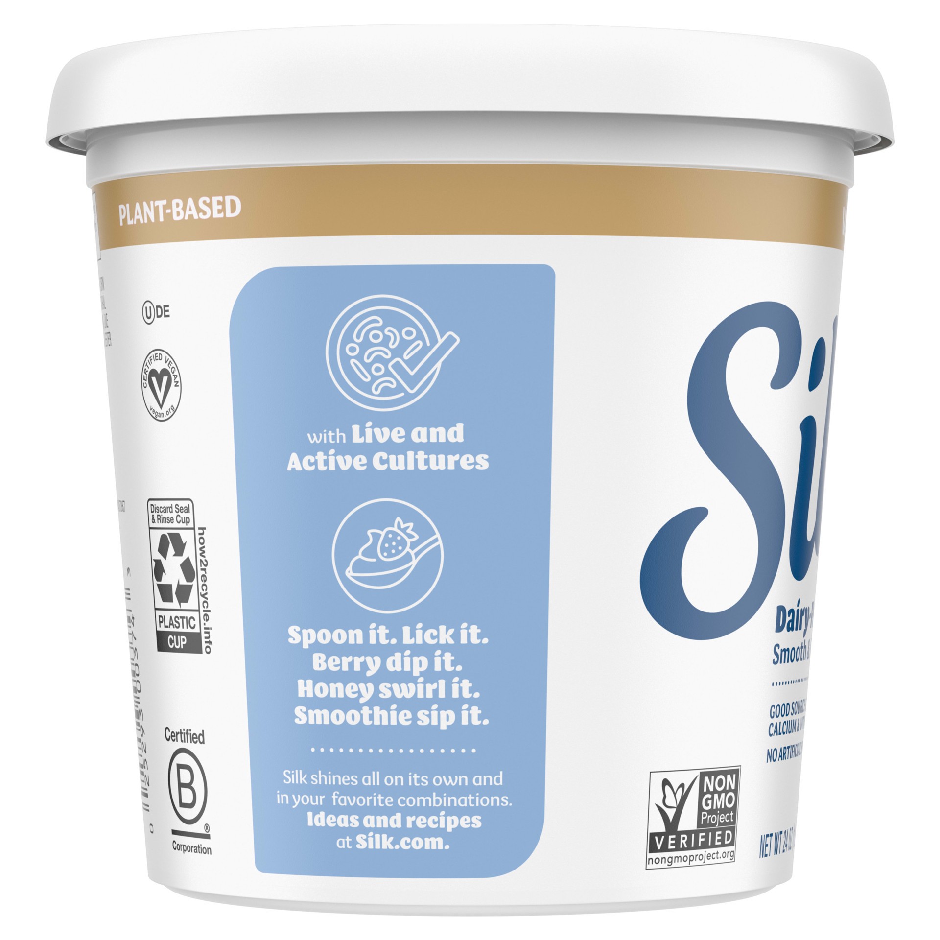 slide 3 of 5, Silk Vanilla Dairy Free, Plant Based Soy Milk Yogurt Alternative, 24 OZ Tub, 24 oz