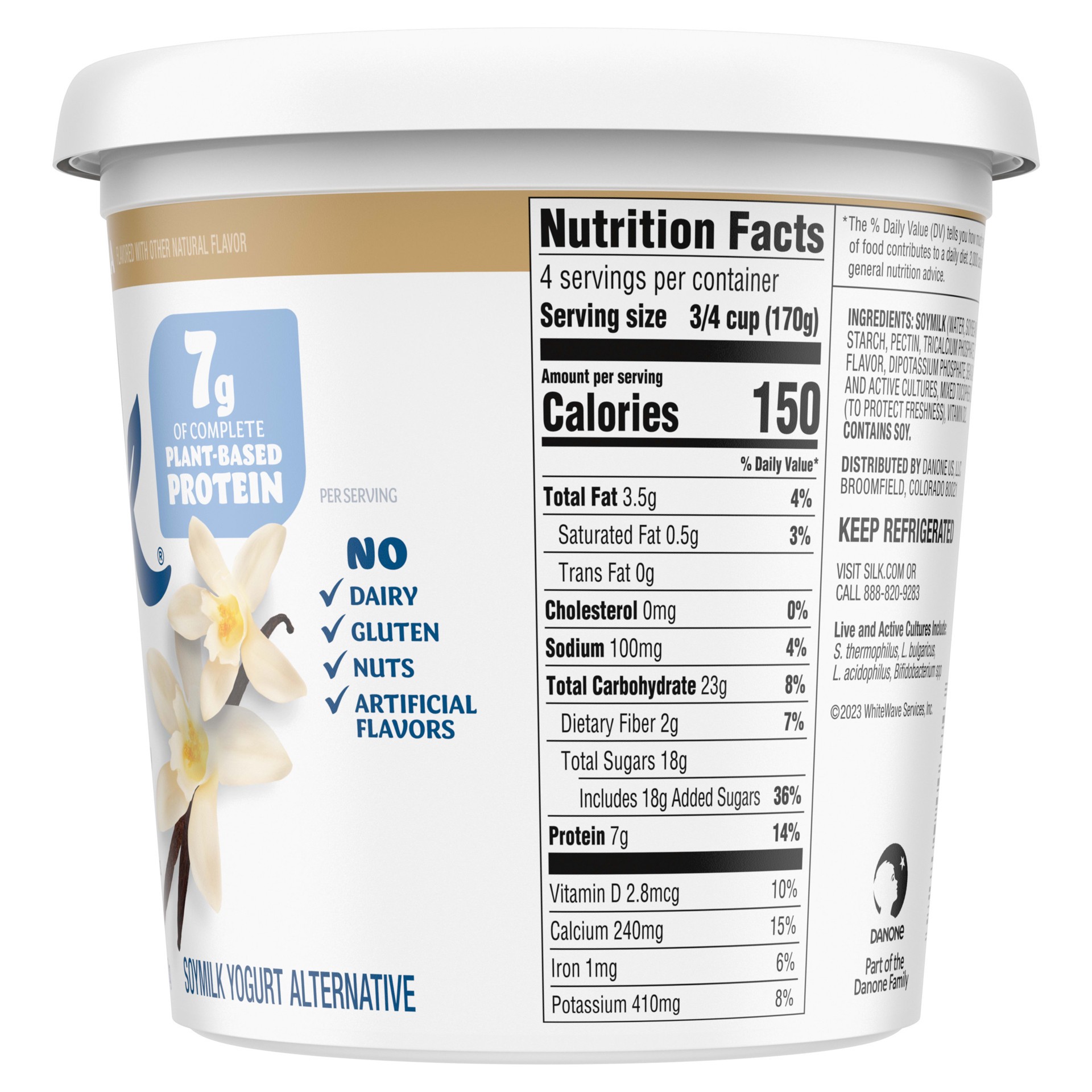 slide 5 of 5, Silk Vanilla Dairy Free, Plant Based Soy Milk Yogurt Alternative, 24 OZ Tub, 24 oz