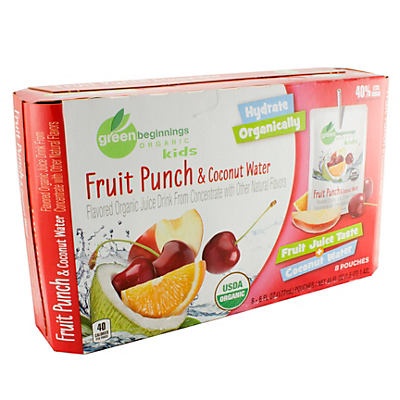 slide 1 of 1, Green Beginnings Organic Fruit Punch Juice & Coconut Water, 8 ct; 6 oz