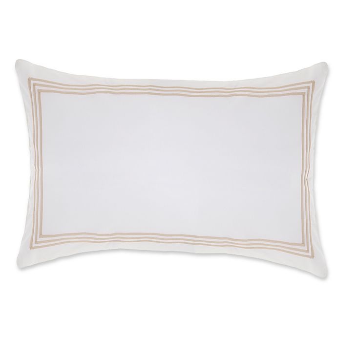 slide 1 of 1, Wamsutta Hotel Triple Baratta Stitch King Pillow Sham - White/Taupe, 1 ct