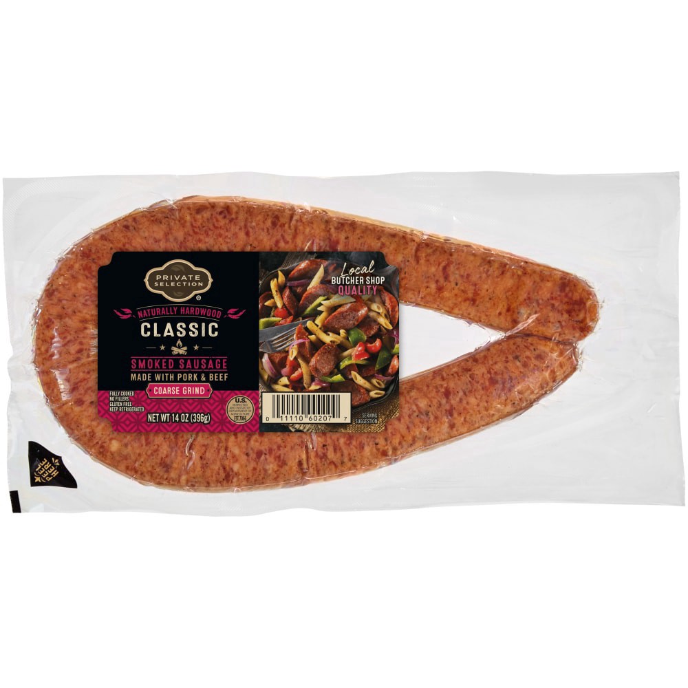 slide 1 of 2, Private Selection Smoked Sausage, 14 oz