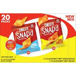Cheez-It Snap'd Cheese Cracker Chips, Thin Crisps, Lunch Snacks, Variety Pack, 15oz Box, 20 Packs