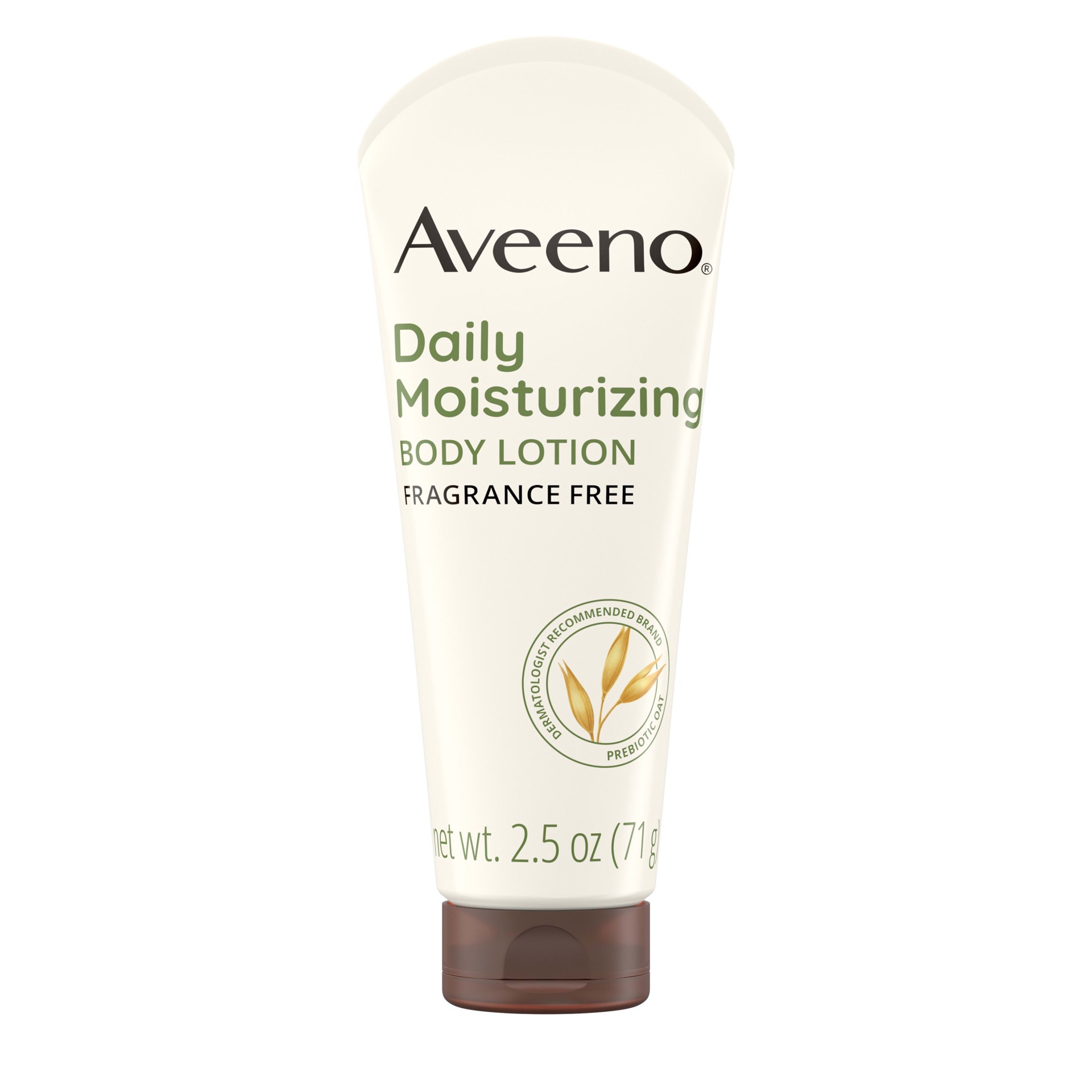 slide 1 of 9, Aveeno Daily Moisturizing Lotion For Dry Skin with Soothing Prebiotic Oat - Unscented - 2.5oz, 2.50 fl oz